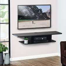 Fitueyes Wood Floating Tv Stand Wall