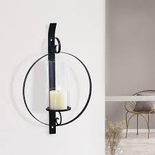 Black Metal Round Candle Sconce