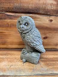 Stone Garden Owl On A Log Gift Concrete