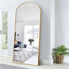 Neutype 30 In W X 67 In H Modern Arched Framed Wall Bathroom Vanity Mirror Full Length Wall Mirror In Gold