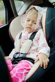 Girl Sleeping In Car Stock Photo By
