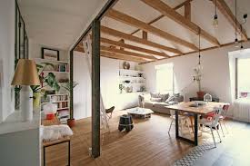 modern interiors with exposed ceiling beams