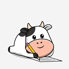 Cute Cow Is Writing Animal Education
