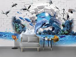 Aqua Broken Wall Digital Art Girl