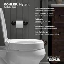 Kohler 25875 96 Hyten Elevated Quiet Close Elongated Toilet Seat Biscuit