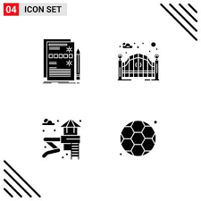 Pictogram Set Of 4 Simple Solid Glyphs