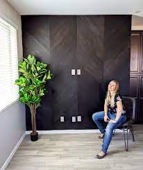 Chevron Wood Plank Black Stained Living