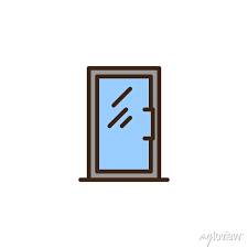 Glass Door Filled Outline Icon Line
