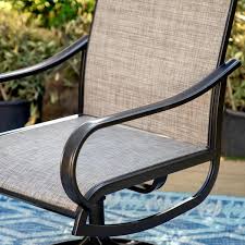 Phi Villa Black Swivel Textilene Metal Patio Outdoor Dining Chair 2 Pack Thd E02gf093 B