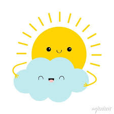 Sun Holding Cloud Icon Cute Kawaii