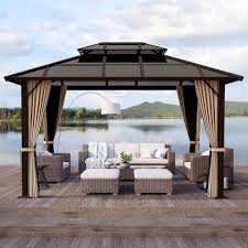 10 Ft D Aluminum Brown Patio Gazebo