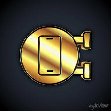 Gold Phone Repair Service Icon Isolated
