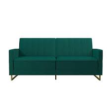 Dorel Novogratz Skylar Coil Futon Modern Sofa Bed And Couch In Green Velvet