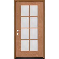 Steves Sons Regency 36 In X 80 In Full 8 Lite Right Hand Inswing Clear Glass Autumn Wheat Stained Fiberglass Prehung Front Door