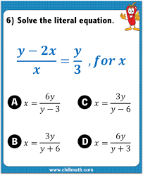 Literal Equations Quiz Chilimath