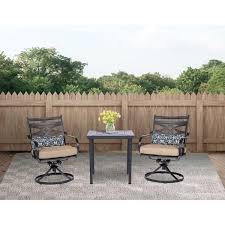 Outdoor Bistro Set With Tan Cushions