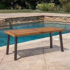 Noble House Dellateak Finish Rectangle Wood Outdoor Dining Table