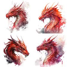 Red Dragon Watercolor Digital