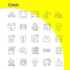 Free Vector Town Hand Drawn Icons Set