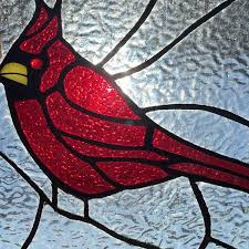 River Of Goods 11 H Red Cardinal Stained Glass Window Panel