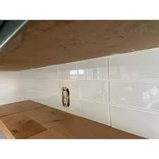 Art3dwallpanels 6 In D X 3 In W X 1 6 In H L And Stick Glass Backsplash Tile For Kitchen In White Subway Tile