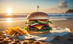 Burger In Their A Beach Chair