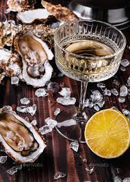 Fresh Oyster And Wine Glass With Ice