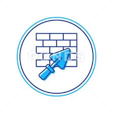 Filled Outline Brick Wall With Trowel