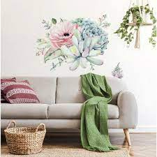 Roommates Watercolor Fl Succulents L Stick Giant Wall Decals