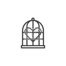 Heart In The Bird Cage Line Icon