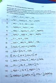 Practicing Equation Balancing