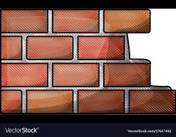 Brick Wall Flat Icon In Colored Crayon