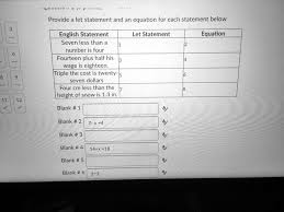 Provide Let Statement And An Equation