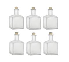 6 Pcs Frosted Square Glass Bottles With