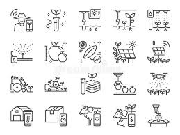 Smart Farming Line Icon Set Included