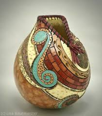 Spiral Class Gour
 d\, Mix Media on Medium Gourd\, Lisa Baurmeister Fine Art  Gourds | eBay