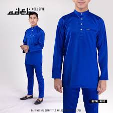 As low as rm129.00 regular price rm199.00. Baju Melayu Moden Slim Fit Exclusive Royal Blue Shopee Singapore