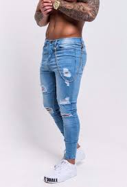 Skinny Ripped Repaired Jeans Light Blue Super Skinny Jeans Men Skinny Jeans Ripped Jeans Men