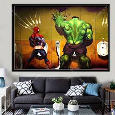 Bathroom decorating ideas for small bathrooms. G398 Art Decor Superhero Hulk Toilet Bathroom Washroom Funny Wall Art Canvas Painting Silk Poster Alley Corner Nordic Wall Decor Home Decor