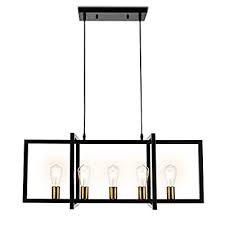 Other choices to increase overall brightness in your room are ceiling light fixtures, like chandelier ceiling fans. Buy Modern Kitchen Island Light For Kitchen Pendant Chandelier 5 Light Ceiling Light Industrial Pendant Lighting Fixture Matte Black With Antique Brass Finish Online In Turkey B083k1d77k