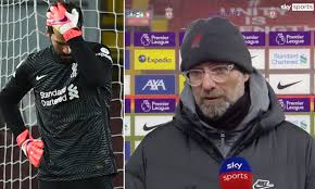 The only thing that prevents this from being a 10/10 game from the keeper was his bad pass in. Klopp Remarkably Claims Alisson Blunders Could Have Been Down To Liverpool Keeper Having Cold Feet Daily Mail Online