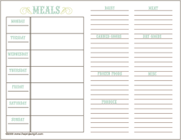 free calendars and planners menu planner printable meal