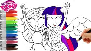 Coloring pages of my little pony equestria girls rainbow rocks. My Little Pony How To Draw Twilight Sparkle And Sunset Shimmer Coloring Book Mlp Youtube