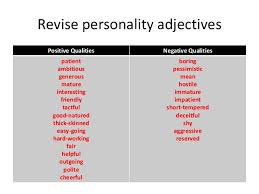 The article is arranged in terms of physical appearance, personalities and nationality. Writing Describing People