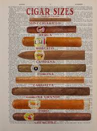 cigar sizes chart discounted set sale dictionary art print