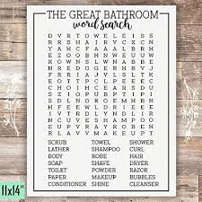Bathroom word search svg & print. Bathroom World Search Art Print Unframed 11x14 Dream Big Printables