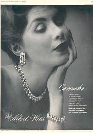 ALBERT WEISS Podpisany Wspaniały Morski Niebieski Margarita Pawie Broszka &  Kolczyki Zestaw Vintage Biżuteria Kostiumowa Lata 50.