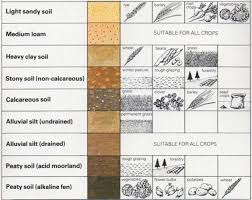 Chart Of Soils And Crops Types Of Soil Clay Soil Sandy Soil