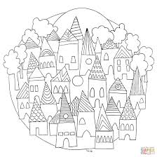 Disegno Di Mandala Con Paesaggio Da Colorare Disegni Da Colorare E