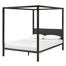 The queen and full should have one center support (as shown in the diagram). Queen Size Brown Metal Canopy Bed Frame With Grey Upholstered Headboard Fastfurnishings Com